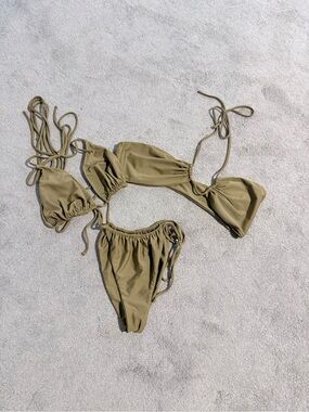 Mikoh Olive Green String Bikini Set